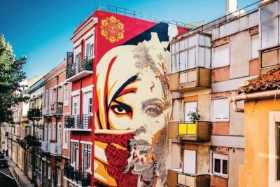 Lisbon Street Art - Private Guided Tour in a Electric Tuk Tuk - Miradouro da Graça: Daniel Eime’s Sophia portrait in a viewpoint neighborhood
