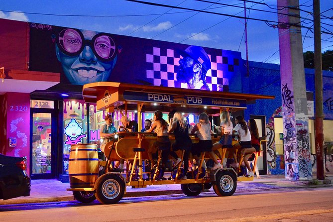 Miami Pedal Pub: Arts District Party Bike Pub Crawl - Getting started at 2121 NW 2nd Ave: timing and the first vibe check