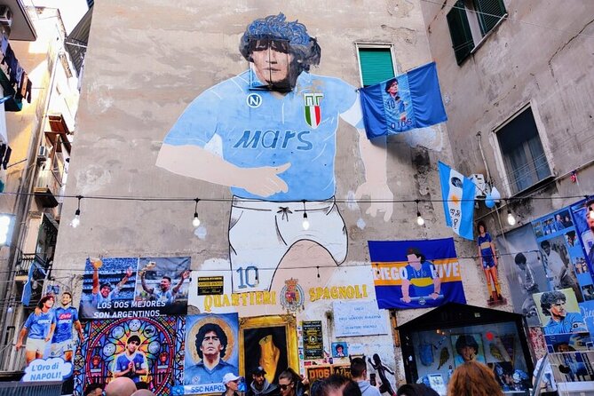 The Spanish Quarters, Street Art and Local Market Tour in Naples - Quartieri Spagnoli: street art, balcony linens, and Maradona on the walls
